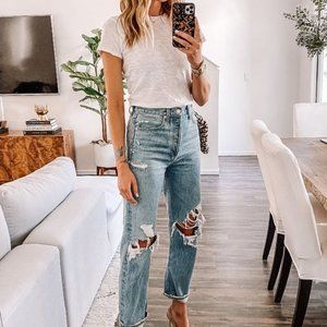 Agolde 90s Loose Fit Denim Jeans Fall Out Distressed